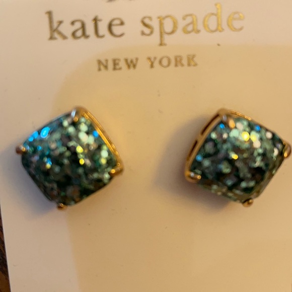 New In Box Kate Spade Aqua Sparkly Earrings